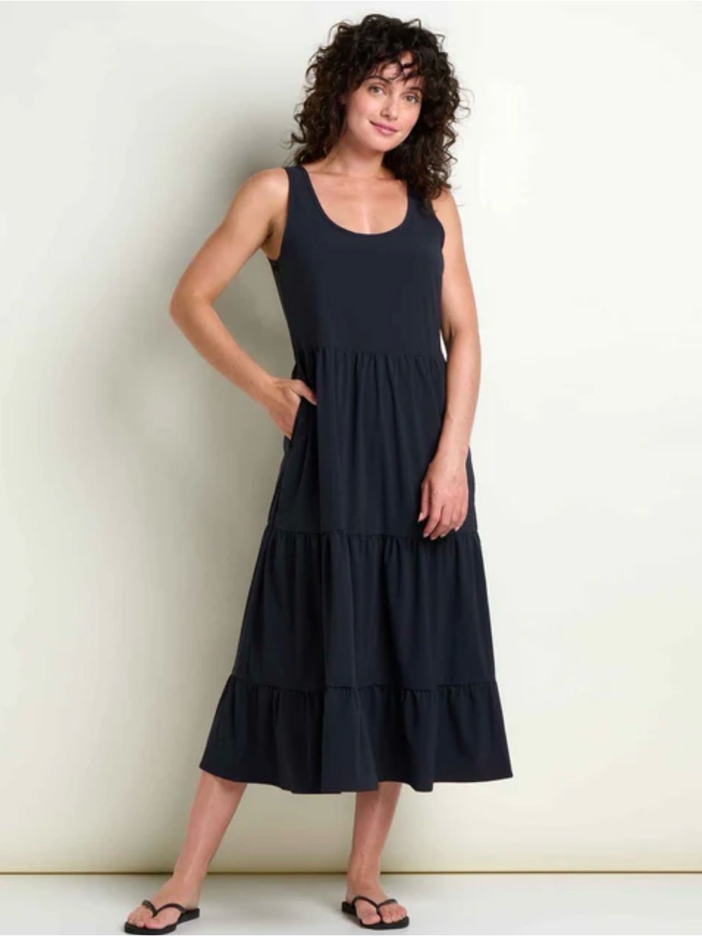 J. Crew Black Sleeveless Tiered Maxi Dress
